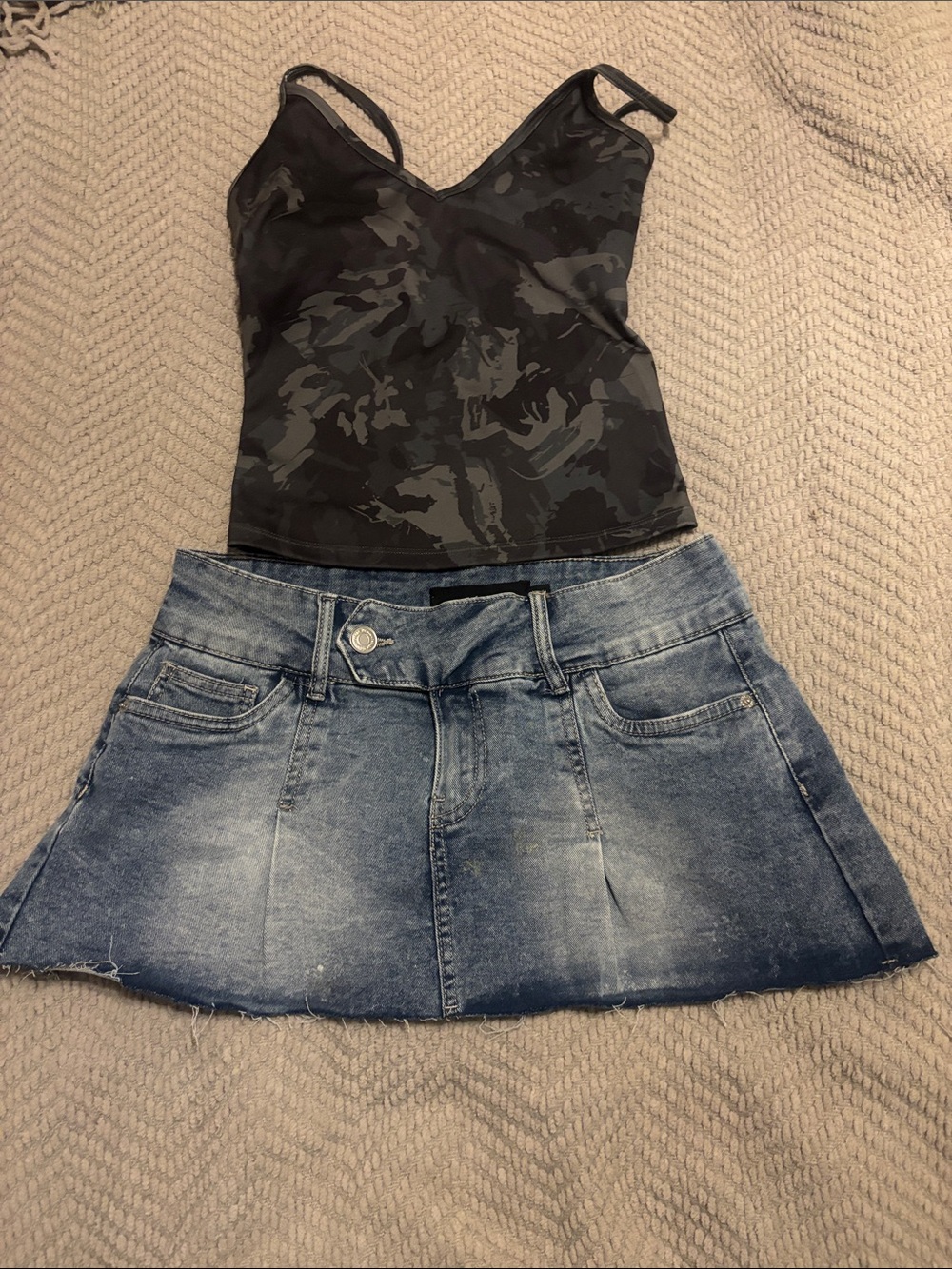 Black Camouflage V-Neck Tank Top